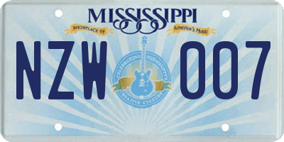 MS license plate NZW007