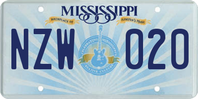 MS license plate NZW020