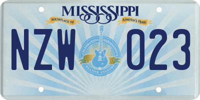 MS license plate NZW023