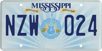 MS license plate NZW024