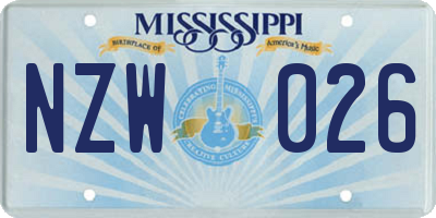 MS license plate NZW026