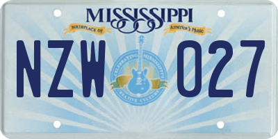 MS license plate NZW027
