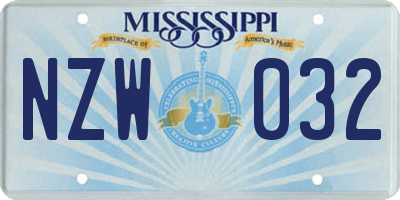 MS license plate NZW032