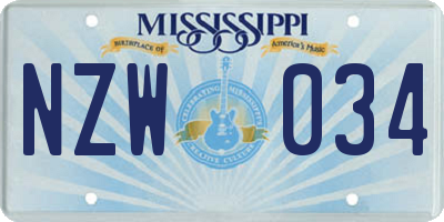 MS license plate NZW034