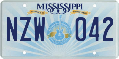 MS license plate NZW042
