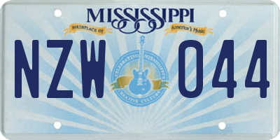 MS license plate NZW044