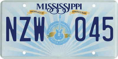 MS license plate NZW045