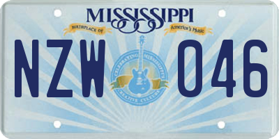 MS license plate NZW046