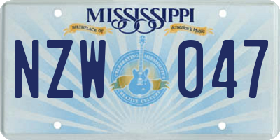 MS license plate NZW047