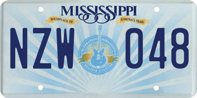 MS license plate NZW048