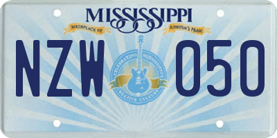 MS license plate NZW050