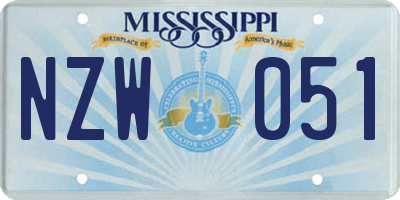 MS license plate NZW051
