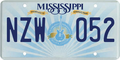 MS license plate NZW052