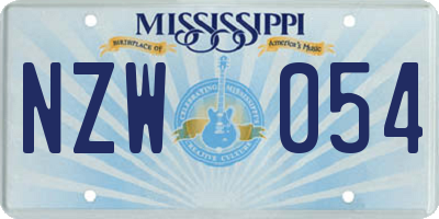MS license plate NZW054