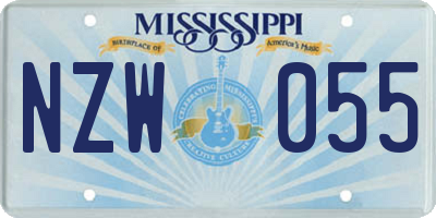 MS license plate NZW055