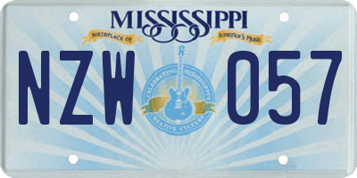 MS license plate NZW057