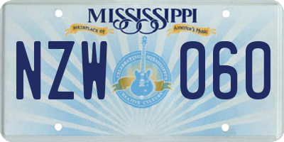 MS license plate NZW060