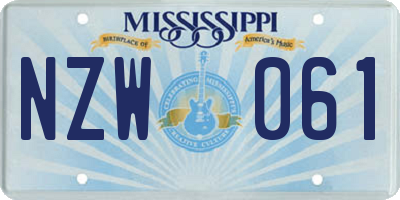 MS license plate NZW061