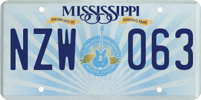 MS license plate NZW063