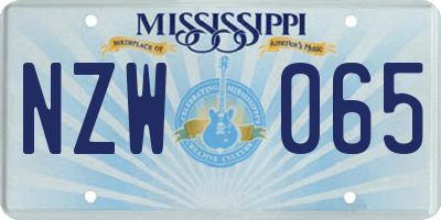 MS license plate NZW065