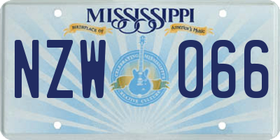 MS license plate NZW066