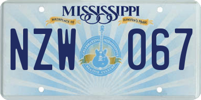 MS license plate NZW067