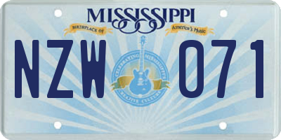MS license plate NZW071