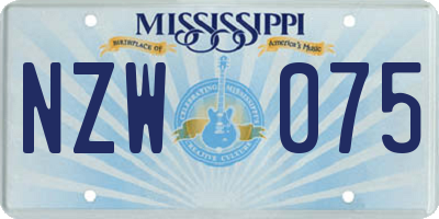 MS license plate NZW075
