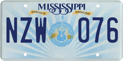 MS license plate NZW076