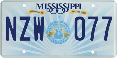 MS license plate NZW077