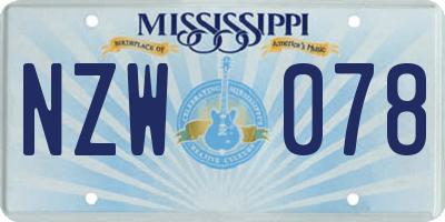 MS license plate NZW078