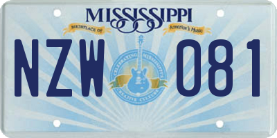 MS license plate NZW081