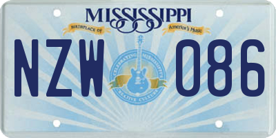 MS license plate NZW086