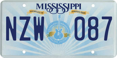 MS license plate NZW087