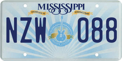 MS license plate NZW088