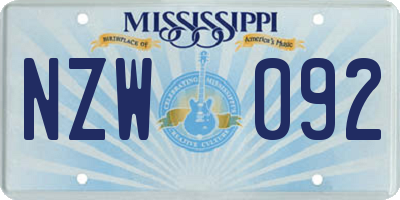 MS license plate NZW092