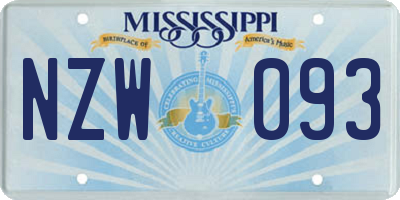 MS license plate NZW093