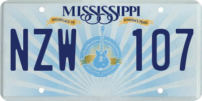 MS license plate NZW107