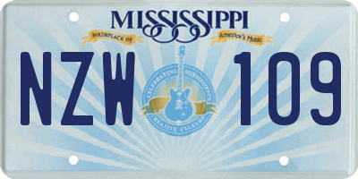 MS license plate NZW109