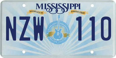 MS license plate NZW110