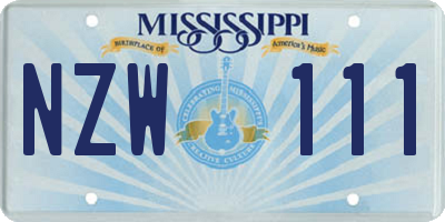 MS license plate NZW111