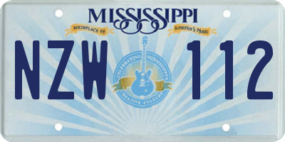 MS license plate NZW112