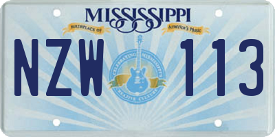 MS license plate NZW113