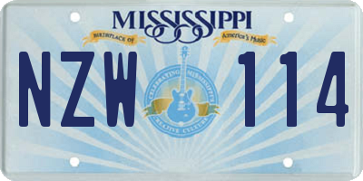 MS license plate NZW114