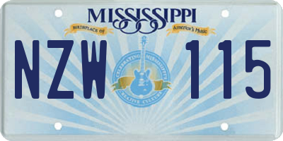 MS license plate NZW115