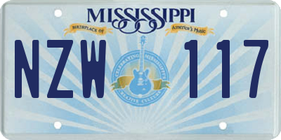 MS license plate NZW117