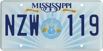 MS license plate NZW119