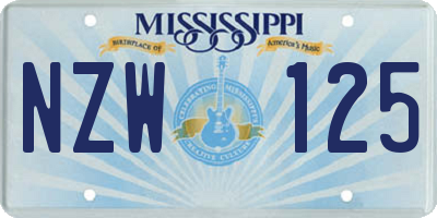 MS license plate NZW125