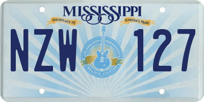 MS license plate NZW127