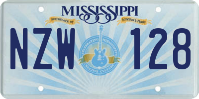 MS license plate NZW128